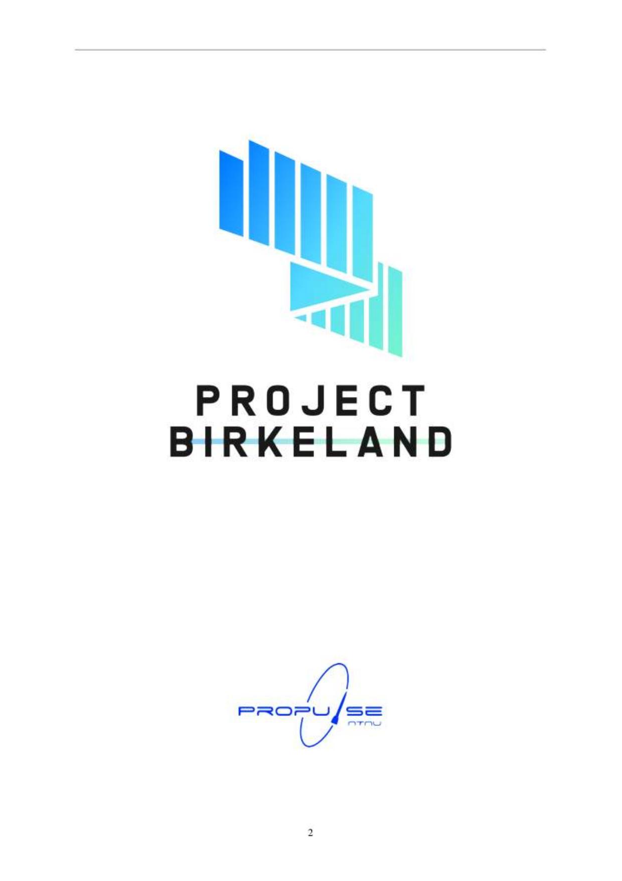 Project Birkeland Technical Report — cover